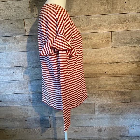 🛍️3/$30 H&M women’s  striped ruffled long sleeved shirt in size medium - Picture 11 of 15
